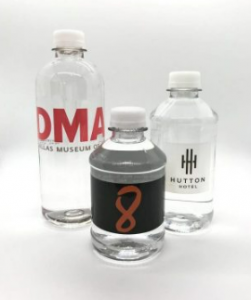 three water bottles with custom event labels